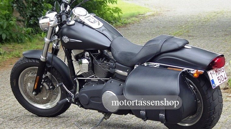 Harley Davidson Dyna met Bigbag, zwart nerfleder, 40L, J5901zn