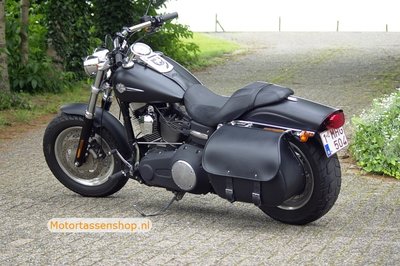 Harley Davidson Dyna met Bigbag, zwart nerfleder, 40L, J5901zn